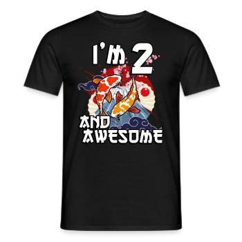 I'm 2 and awesome Japanese carp koi - Men's T-Shirt - black - Front - AI Model Male 178 light (178cm)