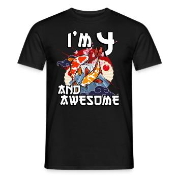 I'm 4 and awesome Japanese carp koi - Men's T-Shirt - black - Front - AI Model Male 178 light (178cm)