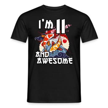 I'm 11 and awesome Japanese carp koi - Men's T-Shirt - black - Front - AI Model Male 178 light (178cm)