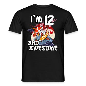 Ich Bin 12 Und Awesome Japanischer Karpfen Koi - Männer T-Shirt - Schwarz - Vorne - AI Model Male 178 light (178cm)