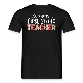 Very Merry 1st Grade Teacher First Christmas - Men's T-Shirt - black - Front - AI Model Male 178 light (178cm)
