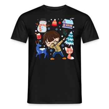 Dabbed Young Snow Deer Winter Temperate - Men's T-Shirt - black - Front - AI Model Male 178 light (178cm)