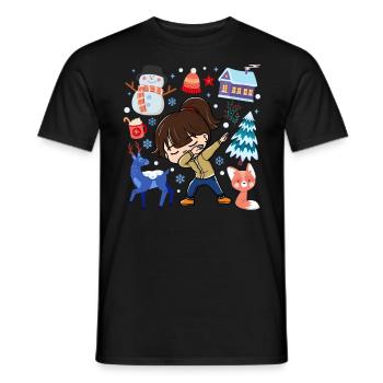 Spotted Girls Snow Deer Winter Temperate - Men's T-Shirt - black - Front - AI Model Male 178 light (178cm)