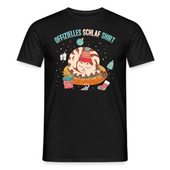 Offizielles Schlaf Shirt Sleepy Cat Winter - Männer T-Shirt - Schwarz - Vorne - AI Model Male 178 light (178cm)