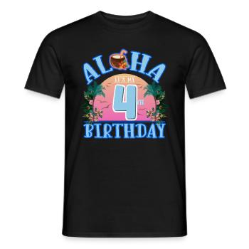 Aloha It's My 4th Birthday Kokosnuss Getränk Und - Männer T-Shirt - Schwarz - Vorne - AI Model Male 178 light (178cm)