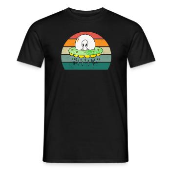 aliens alien space space flying UFOs UFO - Men's T-Shirt - black - Front - AI Model Male 178 light (178cm)