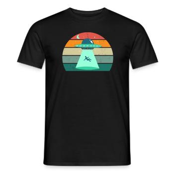 aliens alien space space flying UFOs UFO - Men's T-Shirt - black - Front - AI Model Male 178 light (178cm)