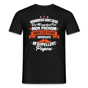 Les plus importants mappellent papou, Cadeau papou - T-shirt homme - noir - Devant - AI Model Male 178 light (178cm)