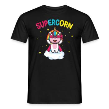 Supercorn | Licorne mignonne | Chemise Licorne | - T-shirt homme - noir - Devant - AI Model Male 178 light (178cm)