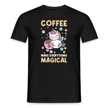 Pink Magic Unicorn Caféine Amateurs de café - T-shirt homme - noir - Devant - AI Model Male 178 light (178cm)