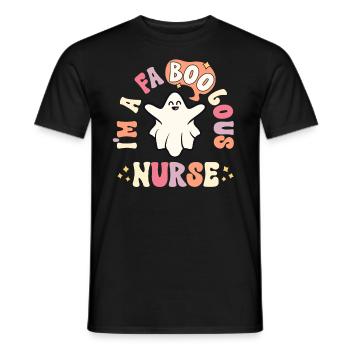 Faboolous Nurse Halloween RN Vintage Retro Ghost - Men's T-Shirt - black - Front - AI Model Male 178 light (178cm)