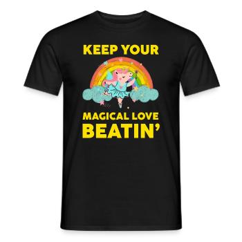 Regenbogentier singend spielend Einhorn Liebhaber - Männer T-Shirt - Schwarz - Vorne - AI Model Male 178 light (178cm)