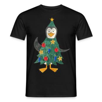 Pingouin de Noël Arbre de Noël Pôle Sud - T-shirt homme - noir - Devant - AI Model Male 178 light (178cm)