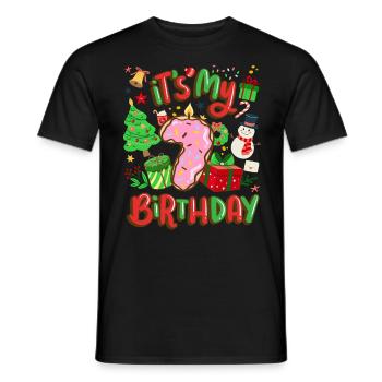 It's my 7 birthday snowman Christmas - Men's T-Shirt - black - Front - AI Model Male 178 light (178cm)