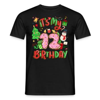 It's my 12 birthday snowman Christmas - Men's T-Shirt - black - Front - AI Model Male 178 light (178cm)