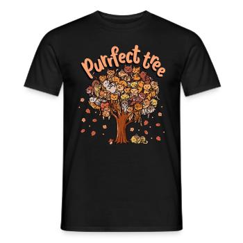 Purrfect Tree Kitten Family of Cats Fall - Men's T-Shirt - black - Front - AI Model Male 178 light (178cm)