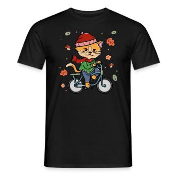 Cycling Autumn Cycling Cat Rider - Men's T-Shirt - black - Front - AI Model Male 178 light (178cm)