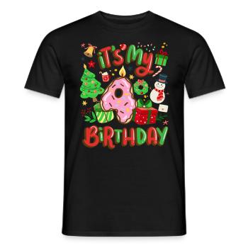 It's my 4 birthday snowman Christmas - Men's T-Shirt - black - Front - AI Model Male 178 light (178cm)