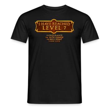 I have reached level 7 rpg online gaming - Men's T-Shirt - black - Front - AI Model Male 178 light (178cm)