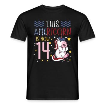Cette Americorn est maintenant 14 Unicorn Pony 4. - T-shirt homme - noir - Devant - AI Model Male 178 light (178cm)