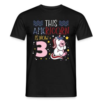 This Americorn is now 3 Unicorn Pony July 4th - Men's T-Shirt - black - Front - AI Model Male 178 light (178cm)