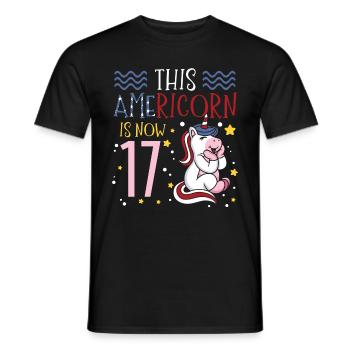 This Americorn is now 17 Unicorn Pony 4. - Men's T-Shirt - black - Front - AI Model Male 178 light (178cm)