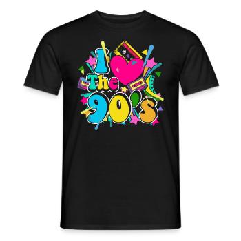 I love 90s Disco 1990 Music - Men's T-Shirt - black - Front - AI Model Male 178 light (178cm)