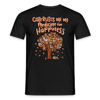 Cat fruits are my medicine for happiness - Men's T-Shirt - black - Front - AI Model Male 178 light (178cm)
