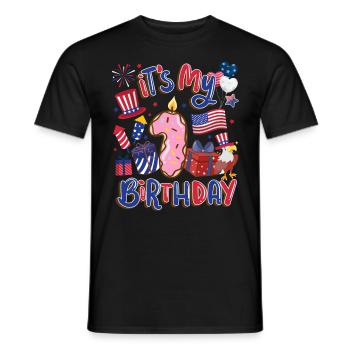 It's my 1 birthday Eagle July 4th - Men's T-Shirt - black - Front - AI Model Male 178 light (178cm)