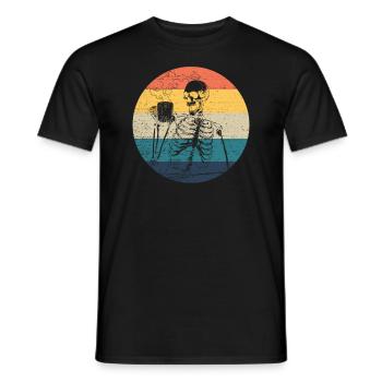 Skelett Kaffee Retro Halloween Skelettkaffee - Männer T-Shirt - Schwarz - Vorne - AI Model Male 178 light (178cm)