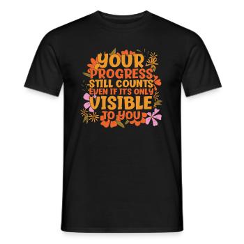 Living Progress cite un message positif - T-shirt homme - noir - Devant - AI Model Male 178 light (178cm)