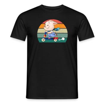 porcs porcs verrat porcherie porc - T-shirt homme - noir - Devant - AI Model Male 178 light (178cm)