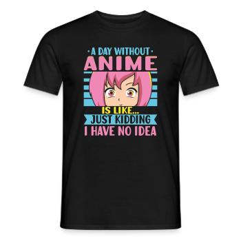 Anime Girl Manga Eyes Ein Tag ohne Anime - Männer T-Shirt - Schwarz - Vorne - AI Model Male 178 light (178cm)