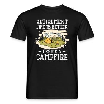 Retirement Life Camping Outdoors Traveling Camper - Men's T-Shirt - black - Front - AI Model Male 178 light (178cm)