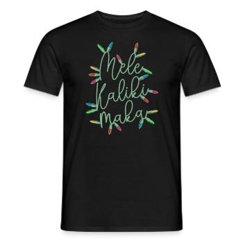 Mele Kalikimaka Christmas Lights Festive Holiday - Men's T-Shirt - black - Front - AI Model Male 178 light (178cm)