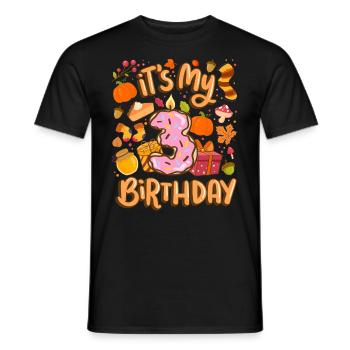 It's my 3 birthday autumn maple leaf autumn - Men's T-Shirt - black - Front - AI Model Male 178 light (178cm)