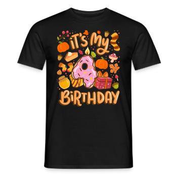 C’est mon 4 anniversaire automne feuille d’érable automne automne - T-shirt homme - noir - Devant - AI Model Male 178 light (178cm)