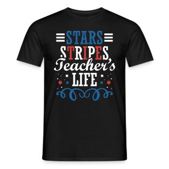 Stars Stripes Teacher's Life 4. Juli - Männer T-Shirt - Schwarz - Vorne - AI Model Male 178 light (178cm)
