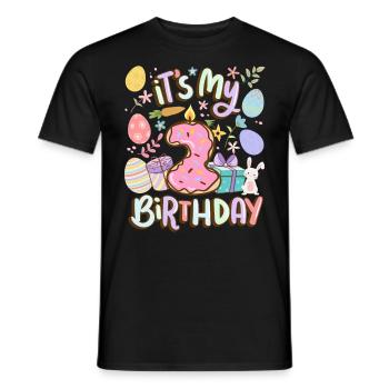 It's my 2 birthday Easter Donut Holiday - Men's T-Shirt - black - Front - AI Model Male 178 light (178cm)