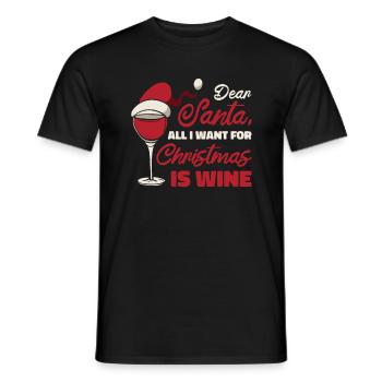 Dear Santa Christmas Wine Holiday Drinking Wine - Men's T-Shirt - black - Front - AI Model Male 178 light (178cm)
