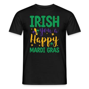 Irish You A Happy Mardi Gras Green Clover - Men's T-Shirt - black - Front - AI Model Male 178 light (178cm)
