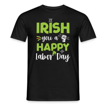 Irish You Happy Labor Day Green Clover - Men's T-Shirt - black - Front - AI Model Male 178 light (178cm)