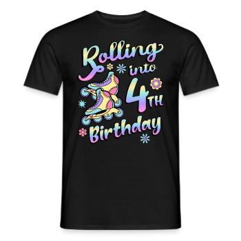 Rolling Into 4th Birthday Roller Skater Inline - Men's T-Shirt - black - Front - AI Model Male 178 light (178cm)
