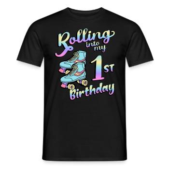 Rolling Into My 1st Birthday Quad Skater - Männer T-Shirt - Schwarz - Vorne - AI Model Male 178 light (178cm)