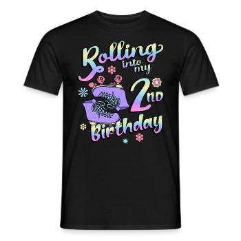 Rolling Into My 2nd Birthday Quad Skater - Männer T-Shirt - Schwarz - Vorne - AI Model Male 178 light (178cm)