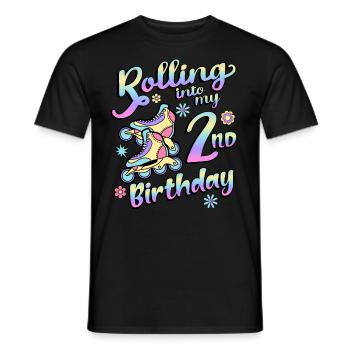 Rolling Into My 2nd Birthday Roller Skater Inline - Men's T-Shirt - black - Front - AI Model Male 178 light (178cm)