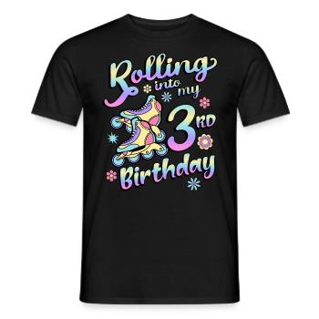 Rolling Into My 3rd Birthday Roller Skater Inline - Men's T-Shirt - black - Front - AI Model Male 178 light (178cm)