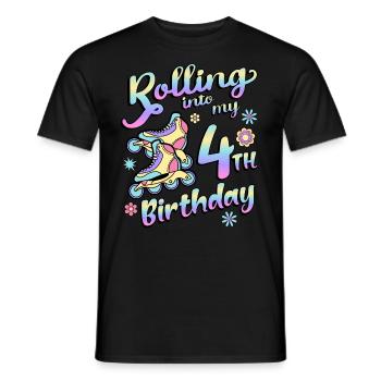 Rolling Into My 4th Birthday Roller Skater Inline - Men's T-Shirt - black - Front - AI Model Male 178 light (178cm)