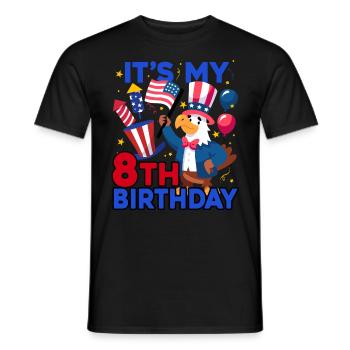 It's my 8th birthday Firecracker Kid 4th Of - Men's T-Shirt - black - Front - AI Model Male 178 light (178cm)