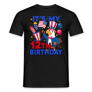 Es Ist Mein 12. Geburtstag Firecracker Kid 4th Of - Männer T-Shirt - Schwarz - Vorne - AI Model Male 178 light (178cm)